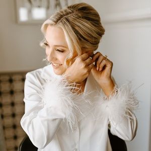 Nadine Merabi Darcie White Feather Pajamas